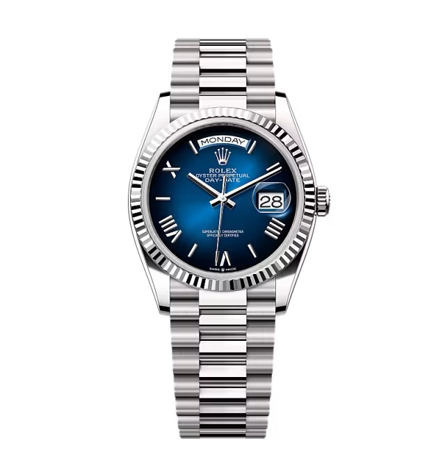Super Clone Rolex Day-Date Blue Ombré Dial 128239-0063 36 mm - Best Place to Buy Replica Rolex Watches | Perfect Rolex