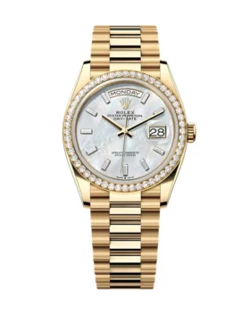 Replica Rolex Day-Date White Mother-of-Pearl Diamond Dial 128348rbr-0070 36 mm