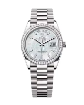 Replica Rolex Day-Date White Mother-of-Pearl Diamond Dial 128349rbr-0049 36 mm