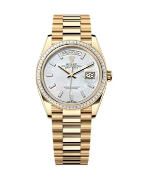 Replica Rolex Day-Date White Mother-of-Pearl Diamond Dial 128398tbr-0030 36 mm