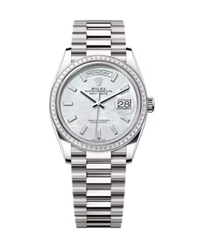 Replica Rolex Day-Date White Mother-of-Pearl Diamond Dial 128399tbr-0023 36 mm