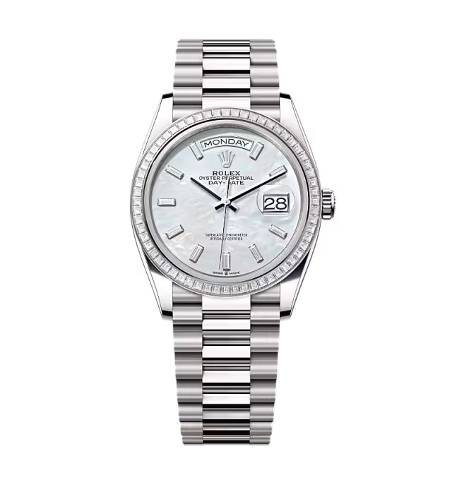 Super Clon Rolex Day-Date Blanco Nácar Diamond Dial 128399tbr-0023 36 mm