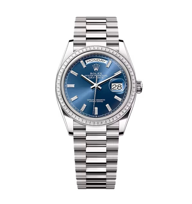 Super Clon Rolex Day-Date Azul Brillante Diamond Dial 128399tbr-0027 36 mm