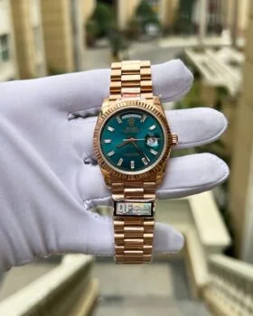 Fake Rolex Day-Date Blue-Green Diamond Dial 128235-0085 36 mm