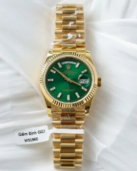 Fake Rolex Day-Date Bright Green Diamond Dial 128238-0130 36 mm