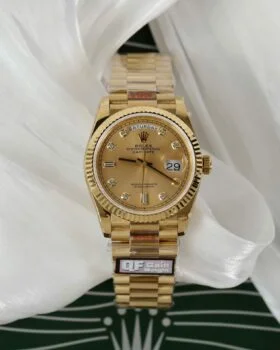 Fake Rolex Day-Date Champagne Diamond Dial 128238-0008 36 mm