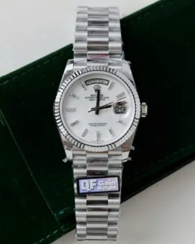 Fake Rolex Day-Date White Mother-of-Pearl Diamond Dial 128236-0021 36 mm