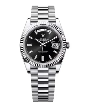 Replica Rolex Day-Date Bright Black Diamond Dial 228236-0004 40 mm