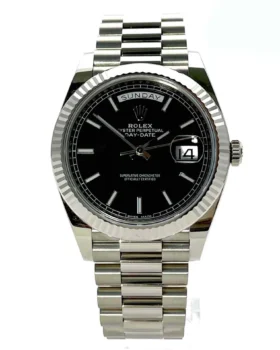 Fake Rolex Day-Date Bright Black Dial 228236-0003 40 mm
