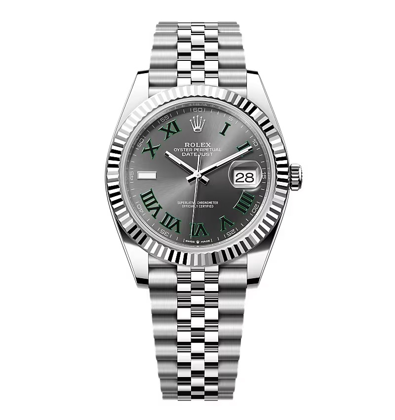 Rolex Datejust Rhodium Dial 126334 "Wimbledon" Flutted/Jubilee 41 mm