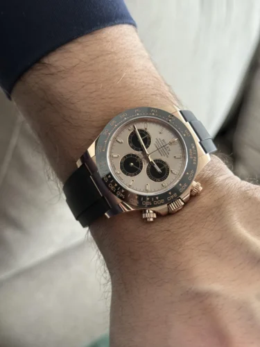 Super Clone Rolex Daytona Everose Gold Bright Black Sundust Dial m126505-0001 photo review