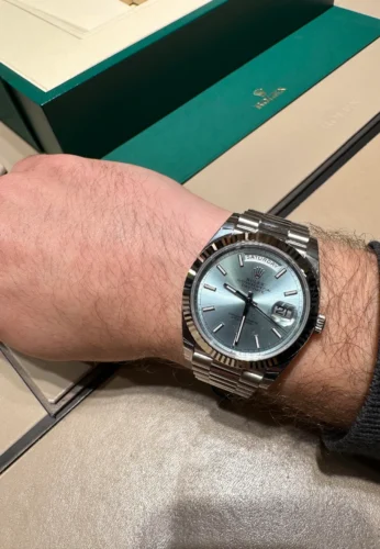 Click to view full screen Super Clone Rolex Day-Date Ice Blue Dial 228236-0012 40 mm photo review