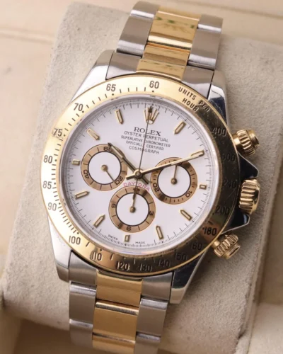 Click to view full screen Super Clone Rolex Daytona Yellow Gold White Dial m126503-0001 photo review