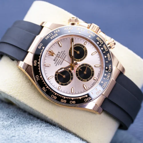 Click to view full screen Super Clone Rolex Daytona Everose Gold Sundust Black Dial m126515ln-0006 photo review